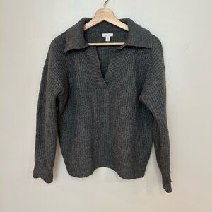 Nine West chunky grey green collared sweater size M